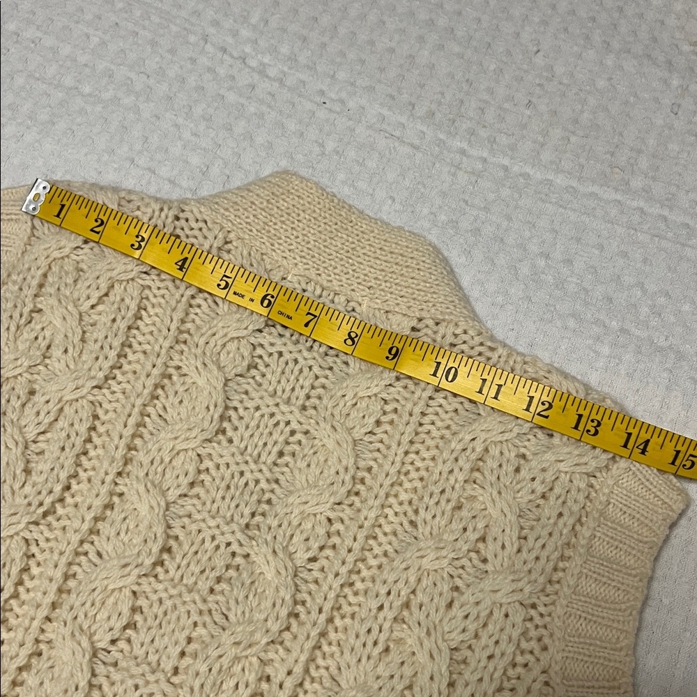 Vintage Aran Fisherman Wool Cream Cable Knit Sweater Vest - Picture 16 of 16